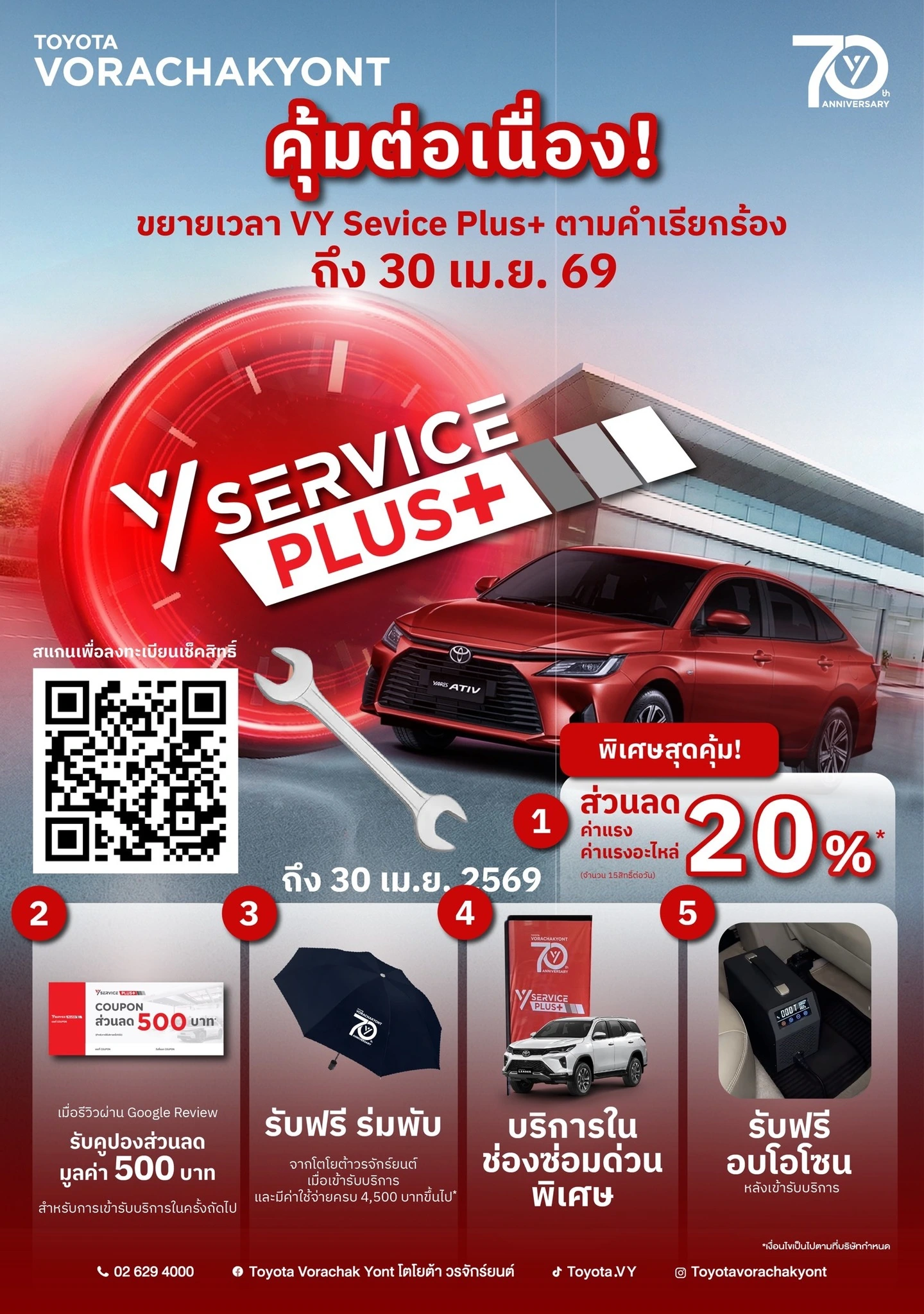 คุ้มต่อไม่รอแล้วนะ! ขยายเวลาความคุ้ม VY Service Plus+ตามคำเรียกร้อง ถึง 30 เม.ย. นี้เท่านั้น!